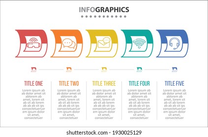 Vector Infographic design with icons. 5 options or 5 steps. process diagram flow chart info graph, Infographics for business concept, presentations workflow layout banner.