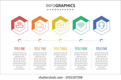 Diseño de vectores Infografía con iconos. 5 opciones o 5 pasos. diagrama de procesos, diagrama de flujo, gráfico de información, Infografías para el concepto de negocio, banner de presentaciones, diseño de flujo de trabajo.