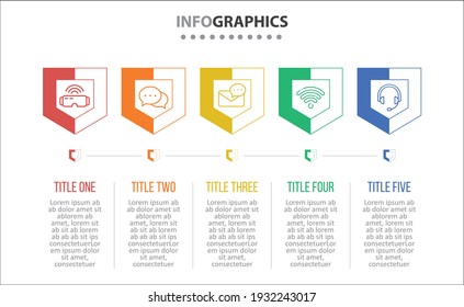 Vector Infographic design with icons. 5 options or 5 steps. process diagram, flow chart, info graph, Infographics for business concept, presentations banner, workflow layout.