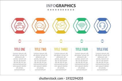 Vector Infographic design with icons. 5 options or 5 steps. process diagram, flow chart, info graph, Infographics for business concept, presentations banner, workflow layout.
