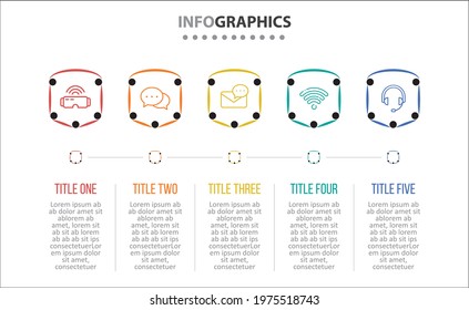 Vector Infographic design with icons. 5 options or 5 steps. process diagram, flow chart, info graph, Infographics for a business concept, presentations banner, workflow layout.