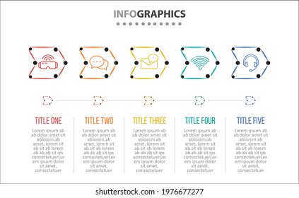 Vector Infographic design with icons. 5 options or 5 steps. process diagram, flow chart, info graph, Infographics for a business concept, presentations banner, workflow layout.