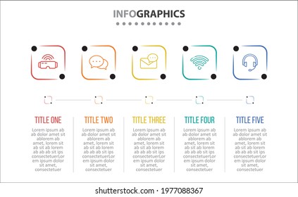 Vector Infographic design with icons. 5 options or 5 steps. process diagram, flow chart, info graph, Infographics for a business concept, presentations banner, workflow layout.