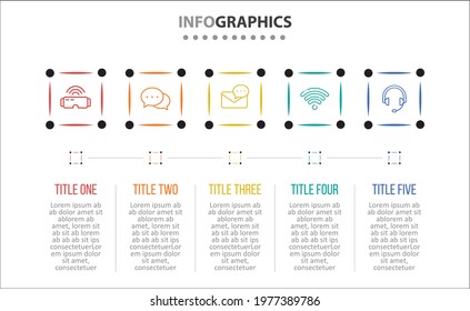 Vector Infographic design with icons. 5 options or 5 steps. process diagram, flow chart, info graph, Infographics for a business concept, presentations banner, workflow layout.
