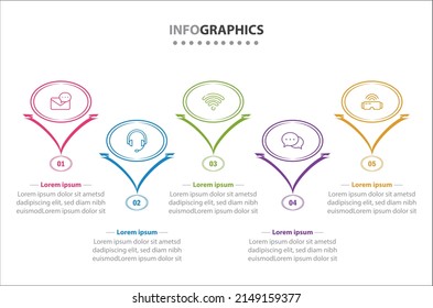 Vector Infographic design with icons. 5 options or 5 steps. process diagram, flow chart, info graph, Infographics for business concept, presentations banner, workflow layout.