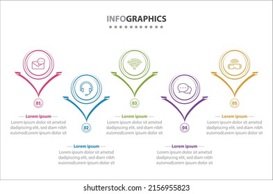 Vector Infographic design with icons. 5 options or 5 steps. process diagram, flow chart, info graph, Infographics for business concept, presentations banner, workflow layout.