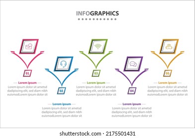 Vector Infographic design with icons. 5 options or 5 steps. process diagram, flow chart, info graph, Infographics for business concept, presentations banner, workflow layout.