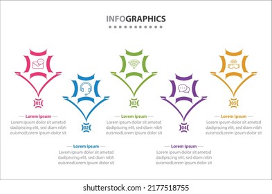 Vector Infographic design with icons. 5 options or 5 steps. process diagram, flow chart, info graph, Infographics for business concept, presentations banner, workflow layout.