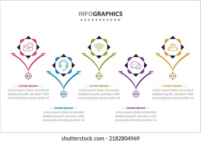 Vector Infographic design with icons. 5 options or 5 steps. process diagram, flow chart, info graph, Infographics for business concept, presentations banner, workflow layout.