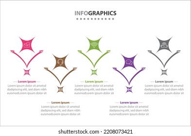 Vector Infographic design with icons. 5 options or 5 steps. process diagram, flow chart, info graph, Infographics for business concept, presentations banner, workflow layout.