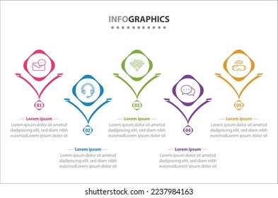 Vector Infographic design with icons. 5 options or 5 steps. process diagram, flow chart, info graph, Infographics for business concept, presentations banner, workflow layout.