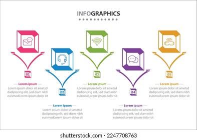 Vector Infographic design with icons. 5 options or 5 steps. process diagram, flow chart, info graph, Infographics for business concept, presentations banner, workflow layout.
