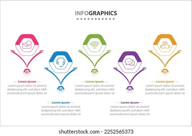 Diseño de vectores Infografía con iconos. 5 opciones o 5 pasos. diagrama de procesos, diagrama de flujo, gráfico de información, Infografías para el concepto de negocio, banner de presentaciones, diseño de flujo de trabajo.