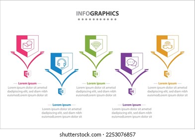 Diseño de vectores Infografía con iconos. 5 opciones o 5 pasos. diagrama de procesos, diagrama de flujo, gráfico de información, Infografías para el concepto de negocio, banner de presentaciones, diseño de flujo de trabajo.