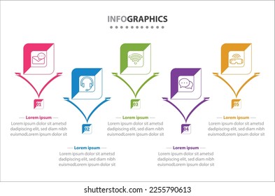 Vector Infographic design with icons. 5 options or 5 steps. process diagram, flow chart, info graph, Infographics for business concept, presentations banner, workflow layout.