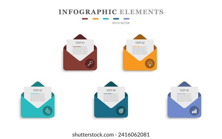 Vector infographic design with icons, 5 options or steps.
business template