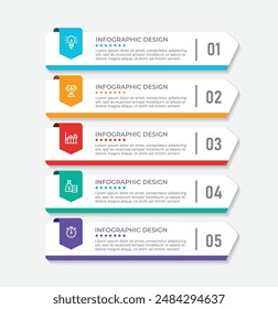 Vector Infographic design with icons and 5 options or steps. Infographics for business concept. Can be used for presentations banner, workflow layout, process diagram, flow chart, info graph