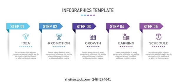 Vector Infographic design with icons and 5 options or steps. Infographics for business concept. Can be used for presentations banner, workflow layout, process diagram, flow chart, info graph