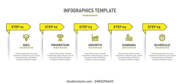 Vector Infographic design with icons and 5 options or steps. Infographics for business concept. Can be used for presentations banner, workflow layout, process diagram, flow chart, info graph