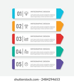 Vector Infographic design with icons and 5 options or steps. Infographics for business concept. Can be used for presentations banner, workflow layout, process diagram, flow chart, info graph