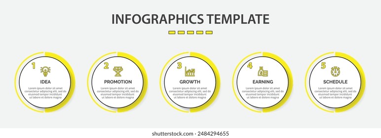 Vector Diseño infográfico con iconos y 5 opciones o pasos. Infografía para el concepto de negocio. Se puede utilizar para el Anuncio de presentaciones, diseño de flujo de trabajo, diagrama de proceso, diagrama de flujo, infografía