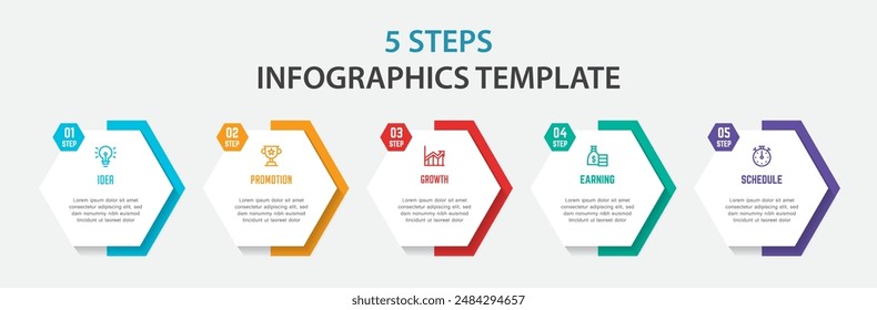 Vector Infographic design with icons and 5 options or steps. Infographics for business concept. Can be used for presentations banner, workflow layout, process diagram, flow chart, info graph