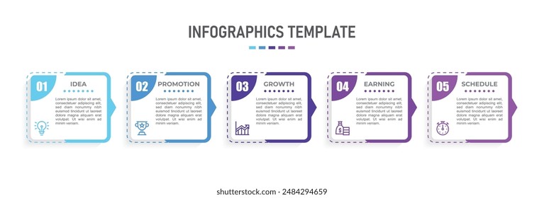 Vector Diseño infográfico con iconos y 5 opciones o pasos. Infografía para el concepto de negocio. Se puede utilizar para el Anuncio de presentaciones, diseño de flujo de trabajo, diagrama de proceso, diagrama de flujo, infografía