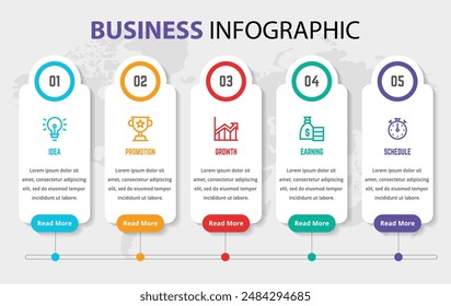 Vector Infographic design with icons and 5 options or steps. Infographics for business concept. Can be used for presentations banner, workflow layout, process diagram, flow chart, info graph