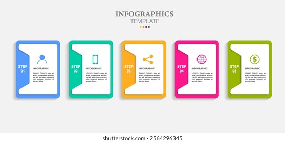 Vector Infographic design with icons and 5 options or steps. Infographics for business concept. Can be used for presentations banner, workflow layout, process diagram, flow chart, info graph