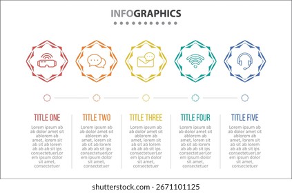 Vector Diseño de infografía con iconos y 5 opciones o pasos. diagrama de proceso, diagrama de flujo, infografía, infografía para concepto de negocio, Anuncio de presentaciones, diseño de flujo de trabajo.