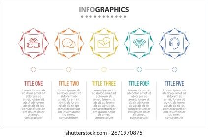 Vector Diseño de infografía con iconos y 5 opciones o pasos. diagrama de proceso, diagrama de flujo, infografía, infografía para concepto de negocio, Anuncio de presentaciones, diseño de flujo de trabajo.
