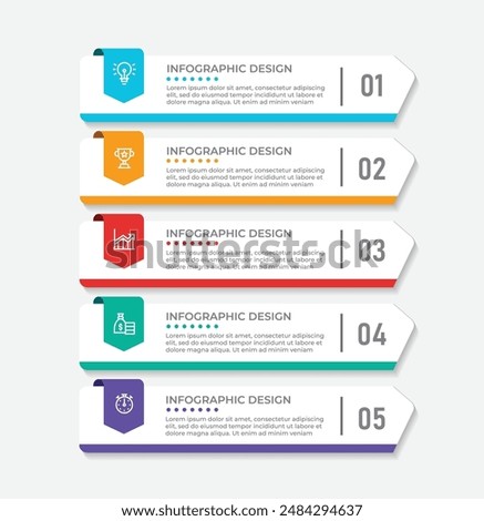 Vector Infographic design with icons and 5 options or steps. Infographics for business concept. Can be used for presentations banner, workflow layout, process diagram, flow chart, info graph