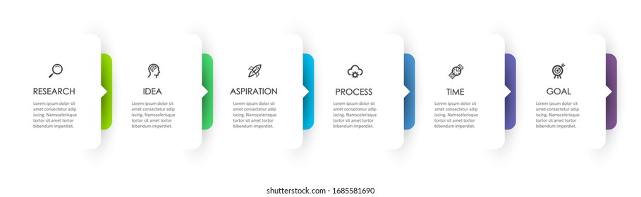 Vector Infographic design with icons and 6 options or steps. Infographics for business concept. Can be used for presentations banner, workflow layout, process diagram, flow chart, info graph