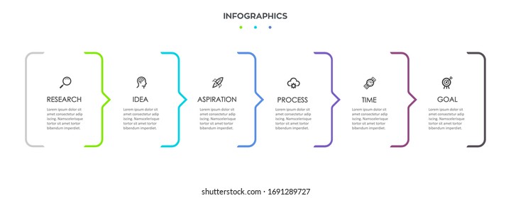 Diseño Infográfico Vector con iconos y 6 opciones o pasos. Infografía para el concepto de negocio. Se puede utilizar para presentaciones banner, diseño de flujo de trabajo, diagrama de procesos, diagrama de flujo, gráfico de información