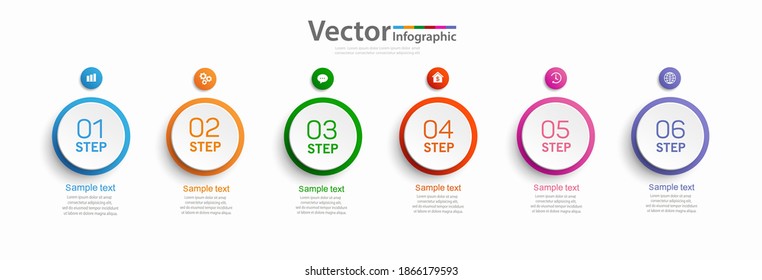 Vector infographic design with icons and 6 options or steps. Infographics for business concept. Can be used for presentations banner, workflow layout, process diagram, flow chart 