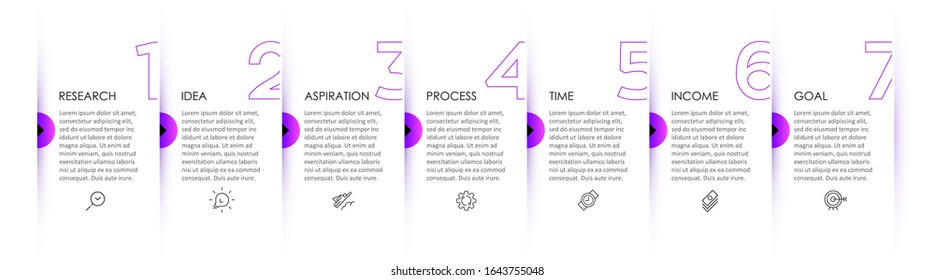 Vector Infographic design with icons and 7 options or steps. Infographics for business concept. Can be used for presentations banner, workflow layout, process diagram, flow chart, info graph