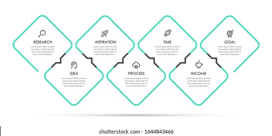 Vector Infographic design with icons and 7 options or steps. Infographics for business concept. Can be used for presentations banner, workflow layout, process diagram, flow chart, info graph