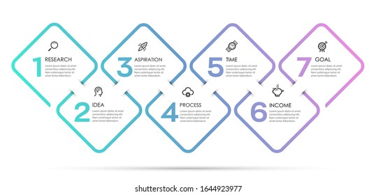 Vector Infographic design with icons and 7 options or steps. Infographics for business concept. Can be used for presentations banner, workflow layout, process diagram, flow chart, info graph