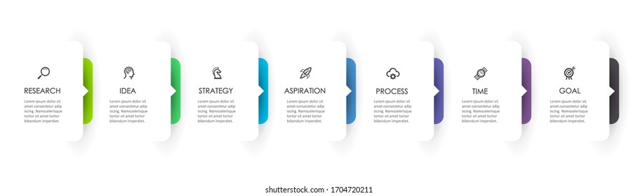 Vector Infographic design with icons and 7 options or steps. Infographics for business concept. Can be used for presentations banner, workflow layout, process diagram, flow chart, info graph