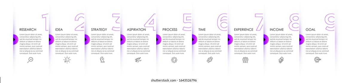 Vector Infographic design with icons and 9 options or steps. Infographics for business concept. Can be used for presentations banner, workflow layout, process diagram, flow chart, info graph