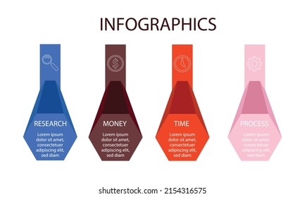 Diseño de vectores Infografía con iconos. diagrama de procesos, diagrama de flujo, gráfico de información, Infografías para el concepto de negocio, banner de presentaciones, diseño de flujo de trabajo.
