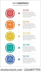 Vector Infographic design with icons. process diagram, flow chart, info graph, Infographics for business concept, presentations banner, workflow layout. 5 options or 5 steps. Vertical Steps