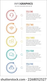 Vector Infographic design with icons. process diagram, flow chart, info graph, Infographics for business concept, presentations banner, workflow layout. 5 options or 5 steps. Vertical Steps