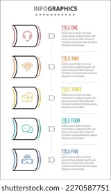 Diseño de vectores Infografía con iconos. diagrama de procesos, diagrama de flujo, gráfico de información, Infografías para el concepto de negocio, banner de presentaciones, diseño de flujo de trabajo. 5 opciones o 5 pasos. Pasos verticales