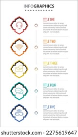 Vector Infographic design with icons. process diagram, flow chart, info graph, Infographics for business concept, presentations banner, workflow layout. 5 options or 5 steps. Vertical Steps