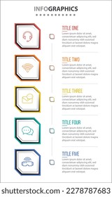 Vector Infographic design with icons. process diagram, flow chart, info graph, Infographics for business concept, presentations banner, workflow layout. 5 options or 5 steps. Vertical Steps