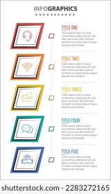 Vector Infographic design with icons. process diagram, flow chart, info graph, Infographics for business concept, presentations banner, workflow layout. 5 options or 5 steps. Vertical Steps