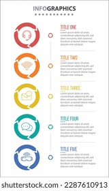 Vector Infographic design with icons. process diagram, flow chart, info graph, Infographics for business concept, presentations banner, workflow layout. 5 options or 5 steps. Vertical Steps