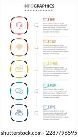 Vector Infographic design with icons. process diagram, flow chart, info graph, Infographics for business concept, presentations banner, workflow layout. 5 options or 5 steps. Vertical Steps
