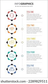 Vector Infographic design with icons. process diagram, flow chart, info graph, Infographics for business concept, presentations banner, workflow layout. 5 options or 5 steps. Vertical Steps